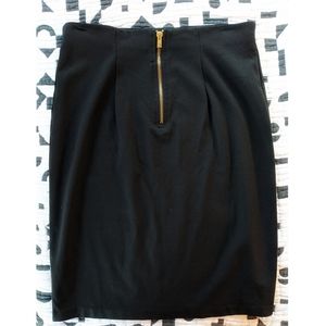 Gold Zip Back Stretchy Pencil Skirt